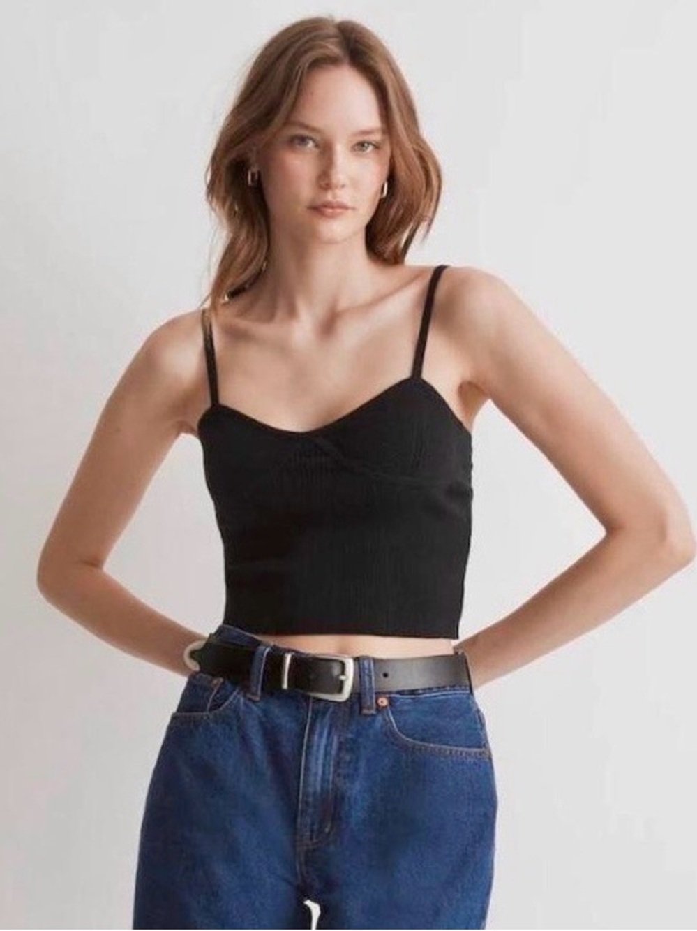 Madewell Corset-Detail Cropped Sweater Tank